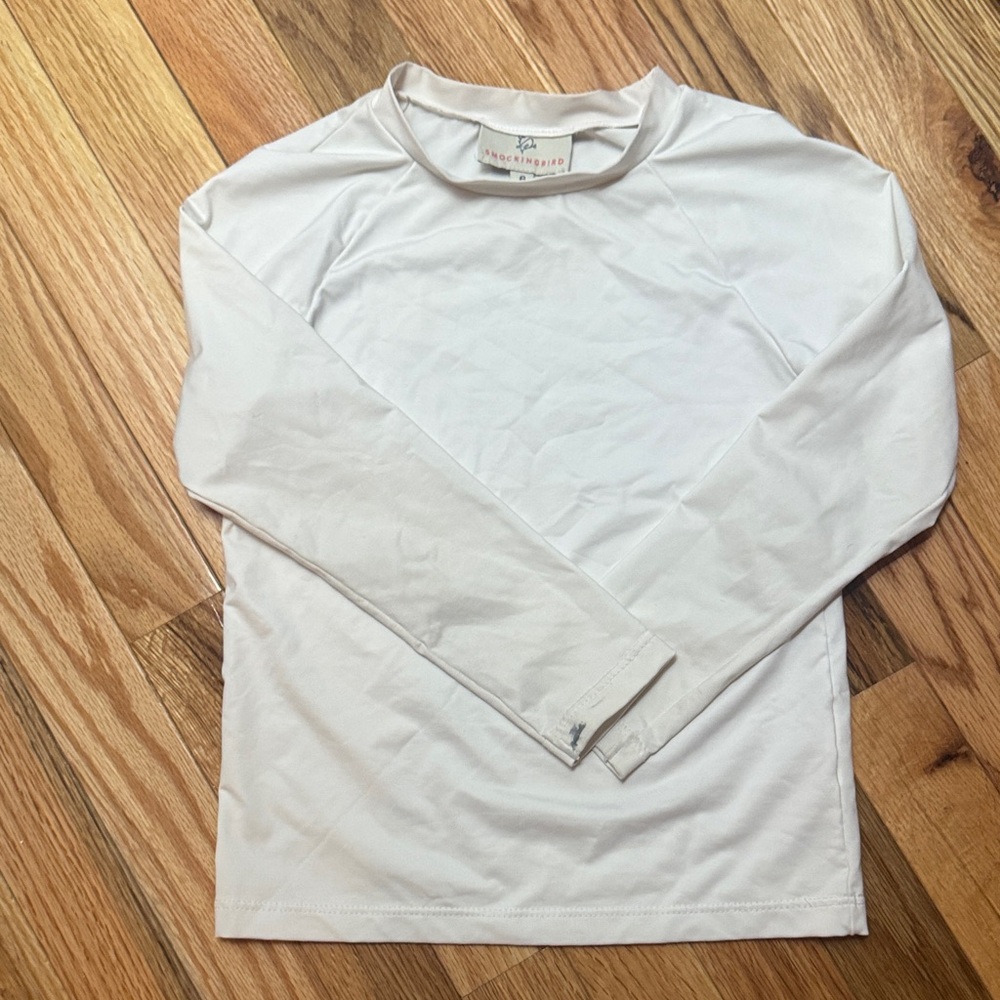 Kids Long Sleeve Rash Guard Swim Top - White